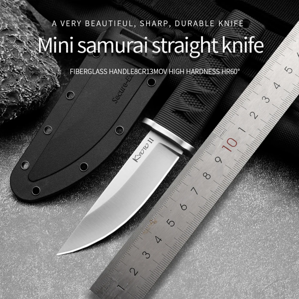 HUANGFU Outdoor knife fixed blade wilderness survival knife men\'s gift rescue knife hiking hunting knife mini knife