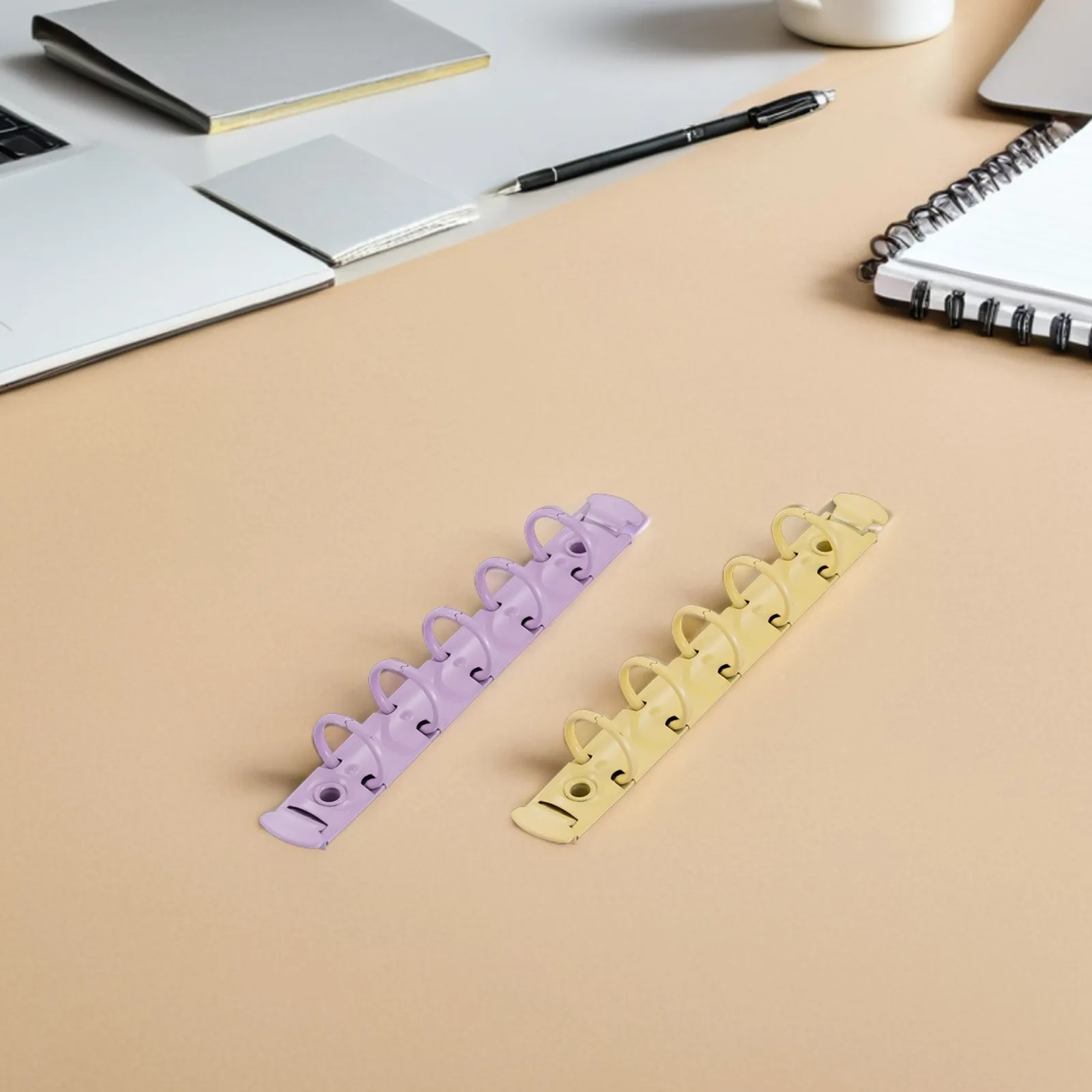 5Pcs Decorative Book Clip Rings Metal Colorful Binder Rings 5-Hole Wear-Resistant Loose Leaf Binder Buckles for School Office
