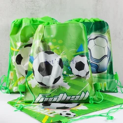 12Pcs Football Theme Non-woven Drawstring Backpacks Shopping Bag Boy Soccer Birthday Party Favors Gift Goodie Bag School Rewards