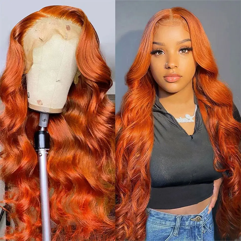 

180% Density Ginger Lace Front Wigs Human Hair Pre Plucked Body Wave Lace Front Wigs Human Hair With Baby Hair Colored Wigs