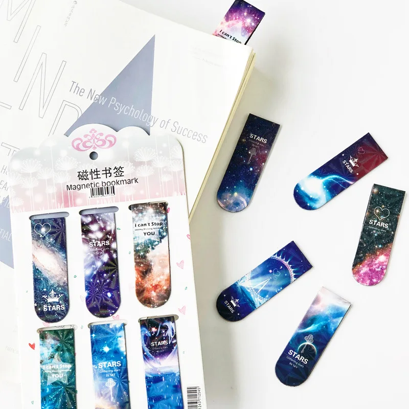 6 Pcs/pack Fantastic Starry Magnetic Bookmarks Maker of Page