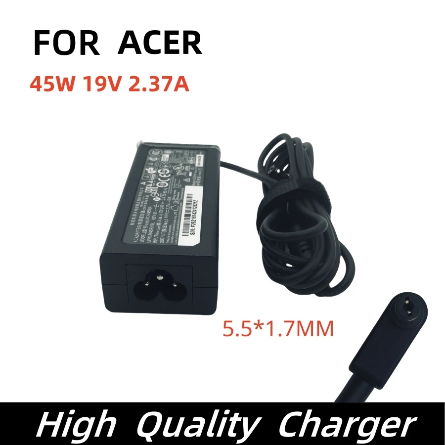Cargador/adaptador de CA de 19V 2.37A 45W 5,5*1,7 MM para Acer Aspire P255 v15 s3 5750 1400 A045R021L Aspire 3/5 Series fuente de alimentación para ordenador portátil