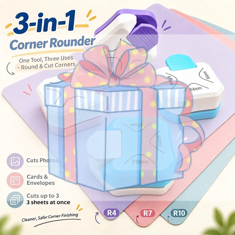 3-in-1 Corner Cutter Rounder Burr Free Cutting Tool for Wedding Invitation Card Scrapbook Paper DIY Craft