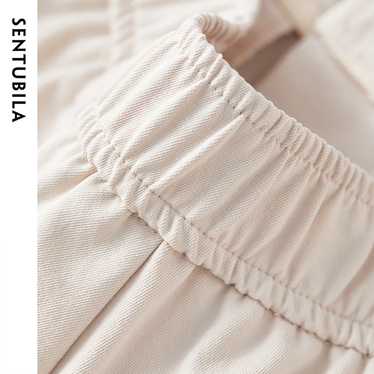 SENTUBILA Casual Haren Pants For Women Summer 2025 New Business Pants Elastic Waistband For Slimming Nine Point Pants 152K87959