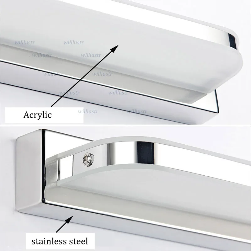 Imagem -05 - Led Mirror Light Lâmpada de Parede Minimalista Acrílico Sconce Hotel e Café Banheiro e Vestiário Vestiário Vanity Lighting Aço Inoxidável