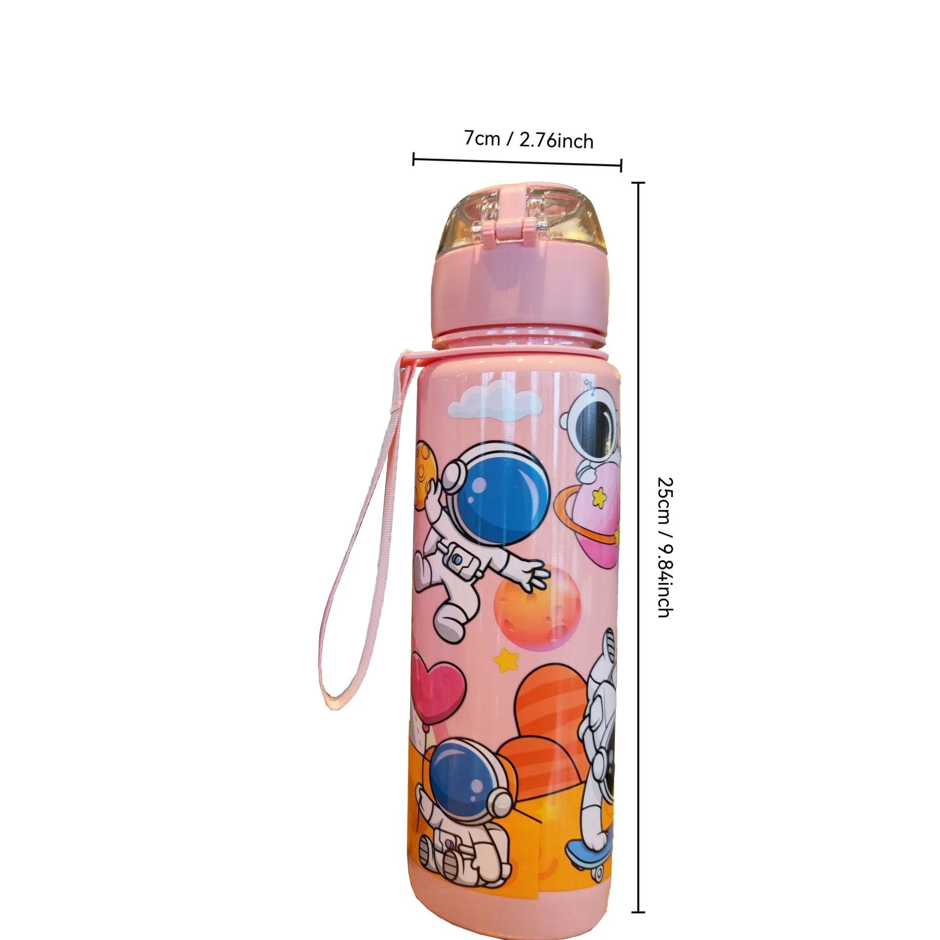 Leak-Proof Space-Themed Water Bottle, High-Temperature Resistant, Portable, Hand Wash, Round PC Material, Ideal for Outdoor