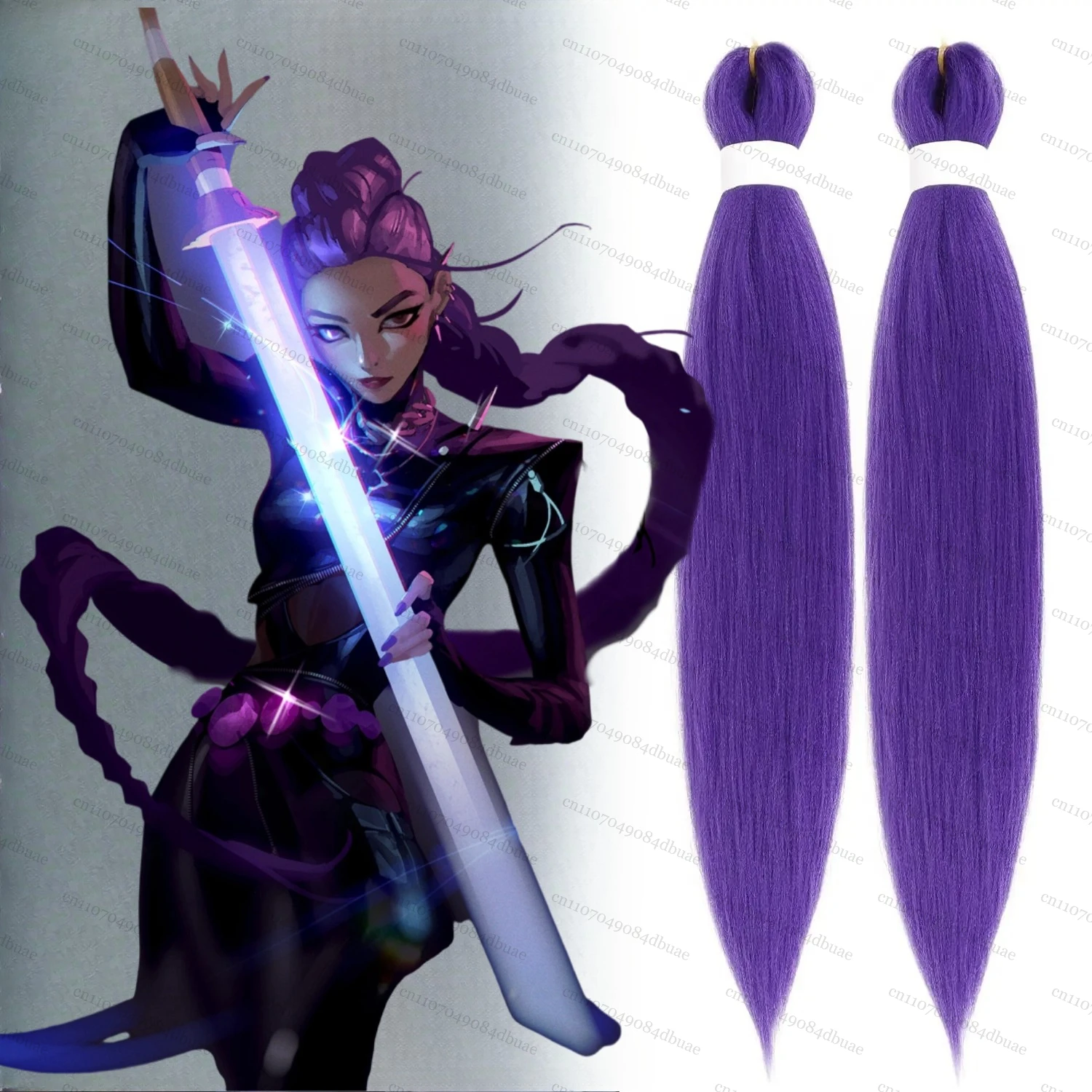 Película Kpop largo púrpura trenzado pelo Cosplay peluca Mira Rumi Zoey cazadores de demonios púrpura negro rojo pelo largo Halloween Cosplay Accesorios
