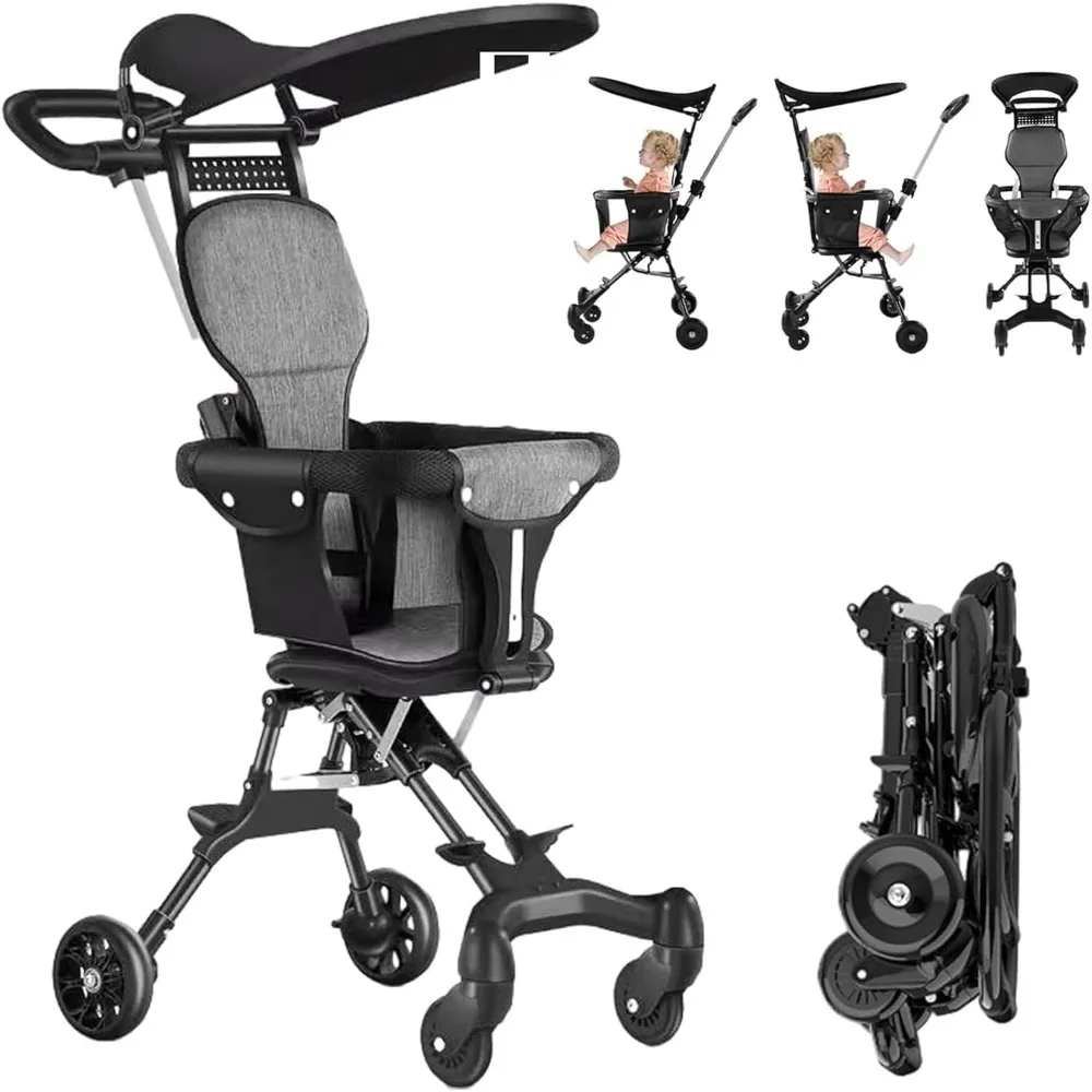 Foldable Baby Stroller Lightweight Infant Stroller with 360° Universal Wheel double brake Height Adjustable no need to Assembled