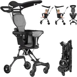 Foldable Baby Stroller Lightweight Infant Stroller with 360° Universal Wheel double brake Height Adjustable no need to Assembled