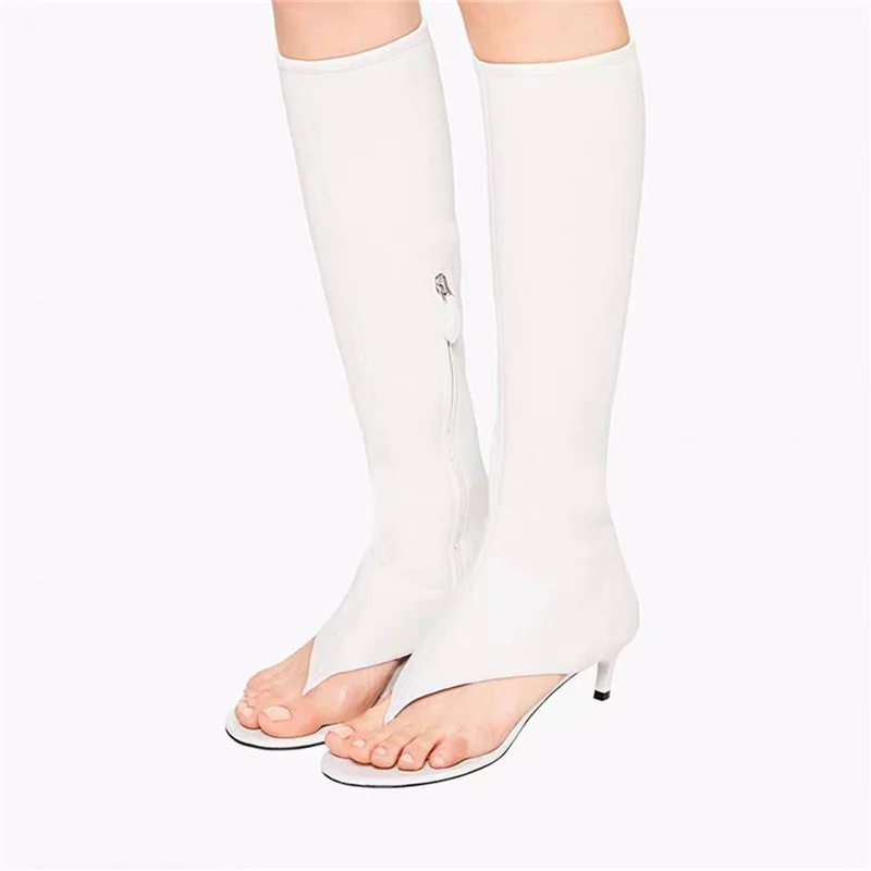 2026 New Pinch Toe Knee Length Cool Boots Women Fashion Summer Slim Heel Shoes Ladies Luxury Mid Heel Elastic Boots Large Size image 4