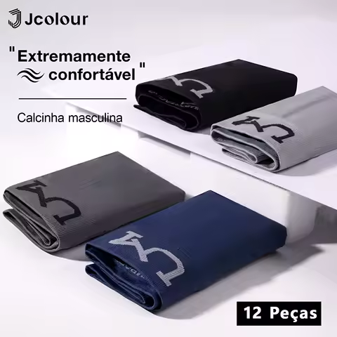 12 Cuecas boxer masculinas，Calcinha boxer de alta elasticidade, confortável e respirável，Shorts Boxer Simples e Elegantes