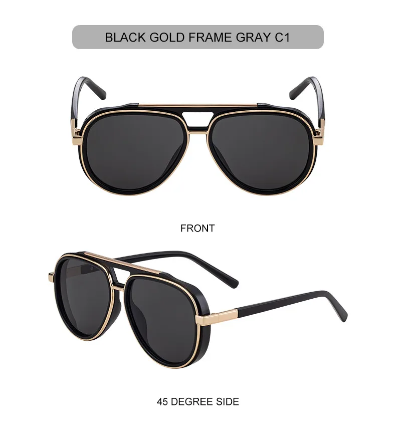 Polarisierte Steampunk Übergroße Ovale Sonnenbrille für Herren 2026 Luxusmarke Trendige Doppelbalken-Sonnenbrille für Männer UV400 Schutz – Detail 16