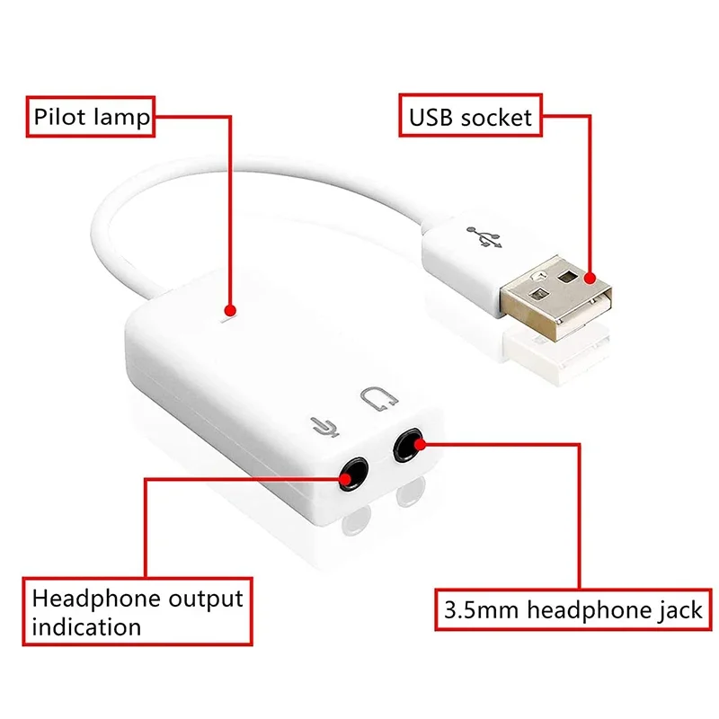 윈도우 맥 리눅스 PC 노트북용 사운드 카드, 헤드폰 및 마이크 잭, USB 오디오 어댑터, 외장 사운드 카드, 3.5mm