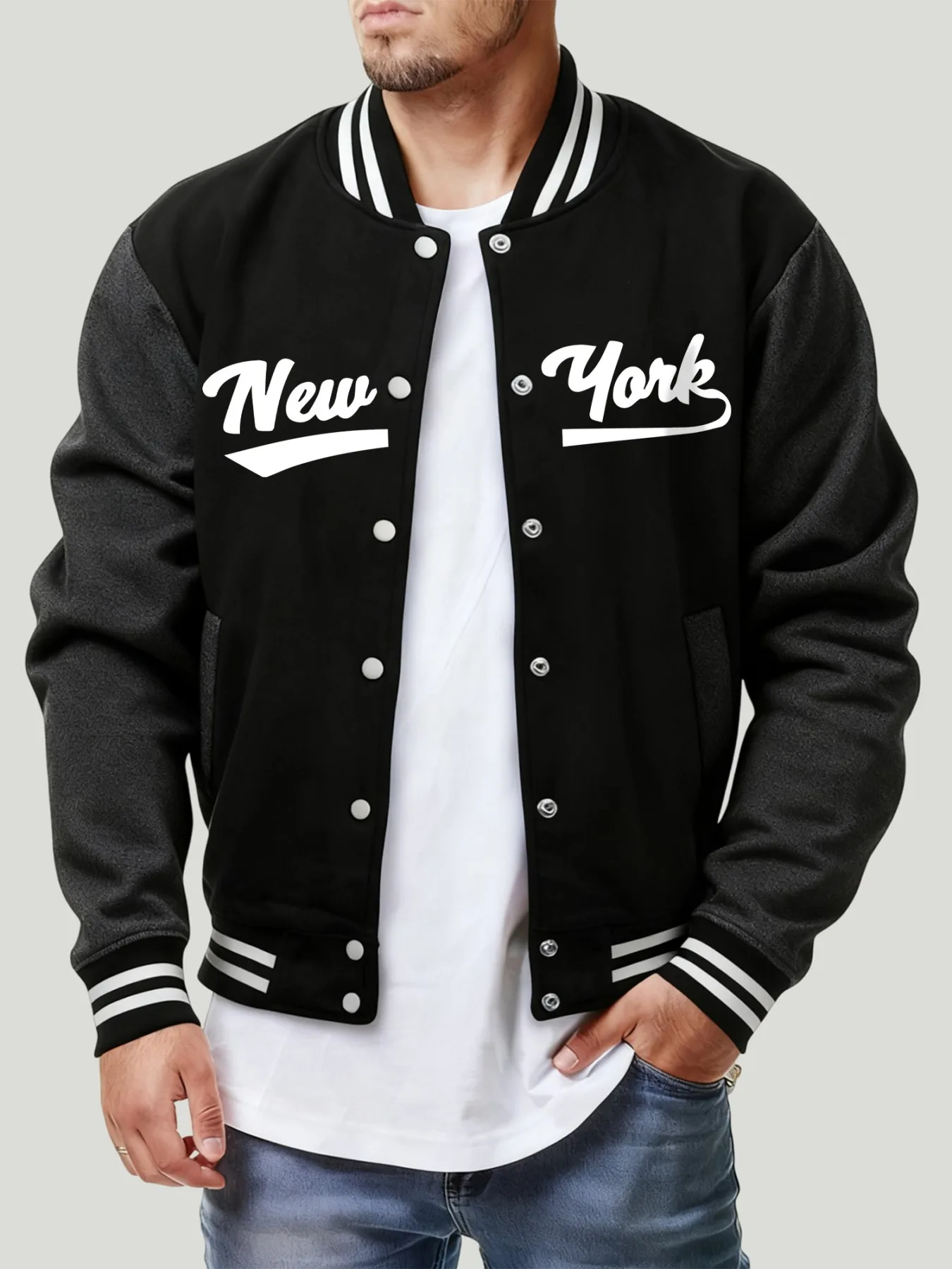 New York City Usa Art Letter Design Men Baseball Coat American Oversize Jackets Fleece Autumn Streetwear Hip Hop Casual Clothes