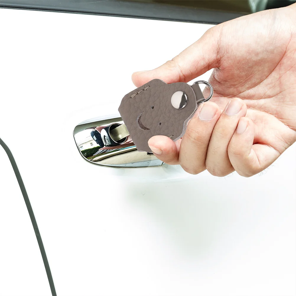 3pcs Key Case Holder Protector Cowhide Car Keys Cap Covers Sleeve Ring Fob Keychain Cover Automobile Key Sleeve Durable