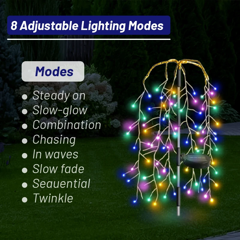 Upgrade LED Solar Power Firework Lights Garden Decoration Fairy Lights Waterproof Outdoor Dandelion Lawn Lamp for Patio Garden