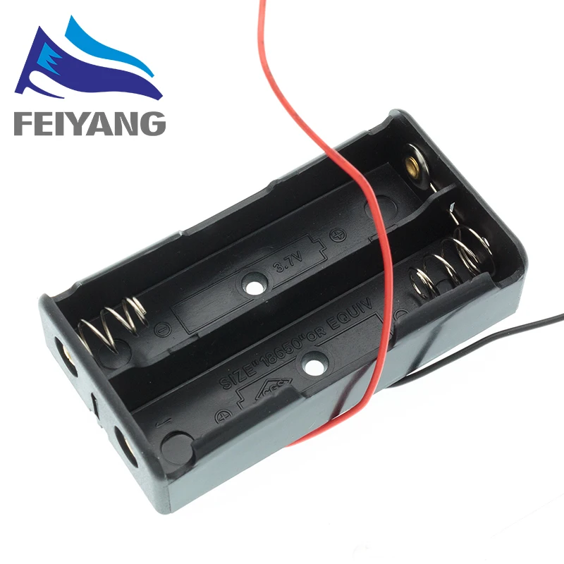 Plastic Standard Size AA/18650 Battery Holder Box Case Black With Wire Lead 3.7V/1.5V Clip