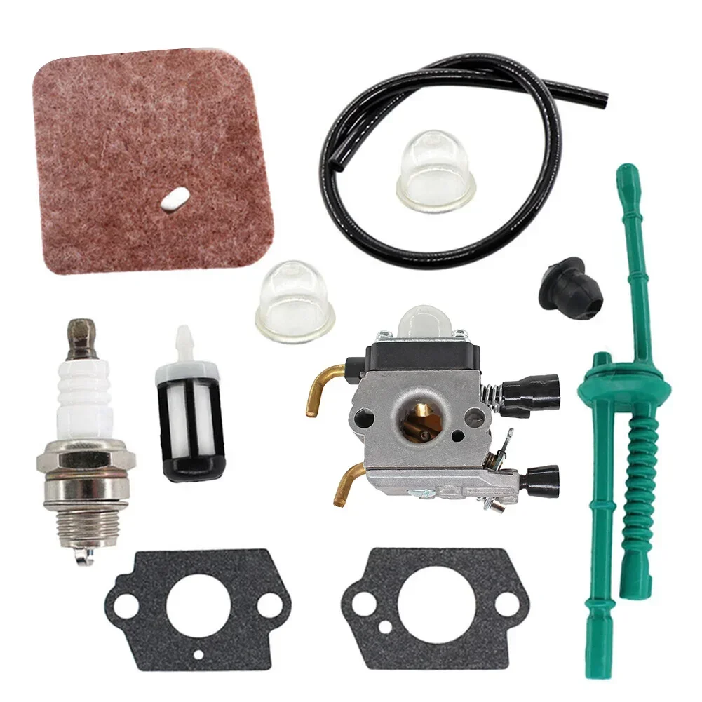 1 conjunto de carburador para stihl fs38 fs45 fs46 fs55 fs85 km55 kit de serviço de carburador com junta filtro de ar linha de combustível assem