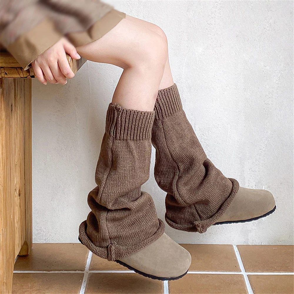 Girls Calf Pile Socks Autumn Winter Long-tube Wide-leg Flared Foot Covers Korean JK Children's Warm Soft Solid Color Leg Warmers