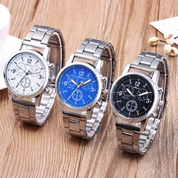 Fashion Neutral Quartz Analog Wristwatch Steel Band Watch Alloy Bracelet Big Dial Luxury Mens Watch Men's wristwatch clock