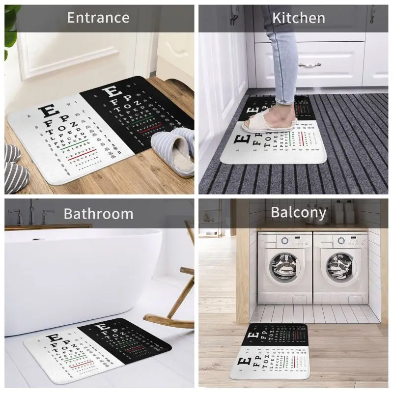 Personalized Snellen Chart Eye Test Doormat Mat Anti-Slip Optometrist Optician Kitchen Bathroom Balcony Rug Carpet 40*60cm