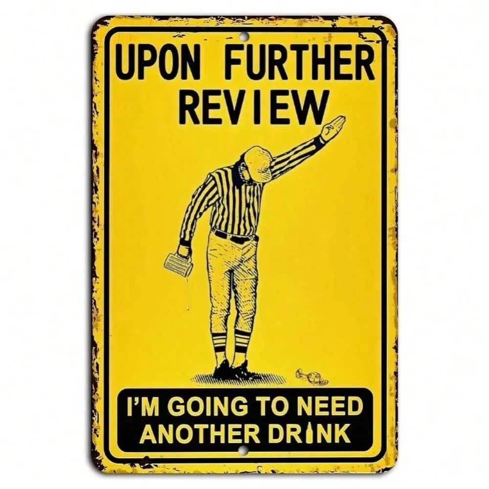 Funny Football Tin Sign 8x12 Inch Metal Beer Poster Retro Sports Bar Wall Art for Home Man Cave Garage Decor