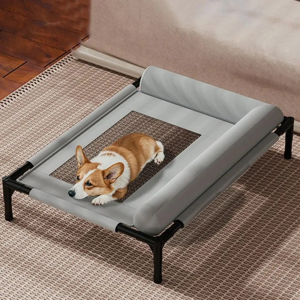 

Pet Furniture Mesh Elevated Dog Beds Breathable with Pillow Dog Cooling Bed Removable Dog Cots Beds Cat Patio Sunbathing