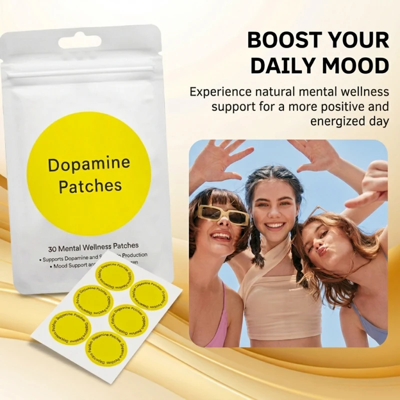 30Pcs Dopamine Boosters Patch Instant Mood Focus Mental Wellness Local Heating Relaxation Energy Support Skin Color Body Sticker
