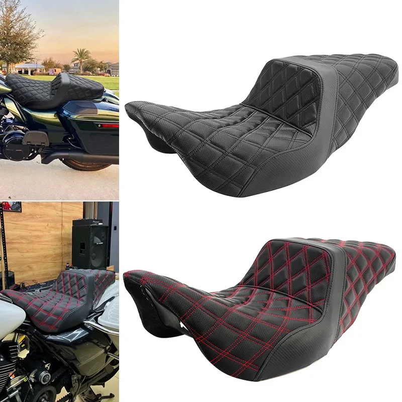 

Motorcycle Front Driver Two-Up Cushion Seat Rear Passenger For Harley Touring Road King FLTRXS Electra Glide FLHX CVO 2008-2023