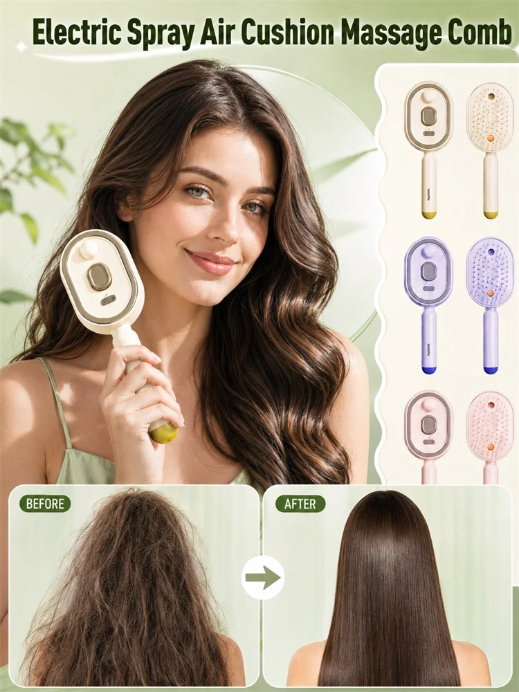 

Electric Spray Air Cushion Comb for Women Retractable Hair Massage Brush for Thick Fine Curly Hair Electric Steam Brush for Hair