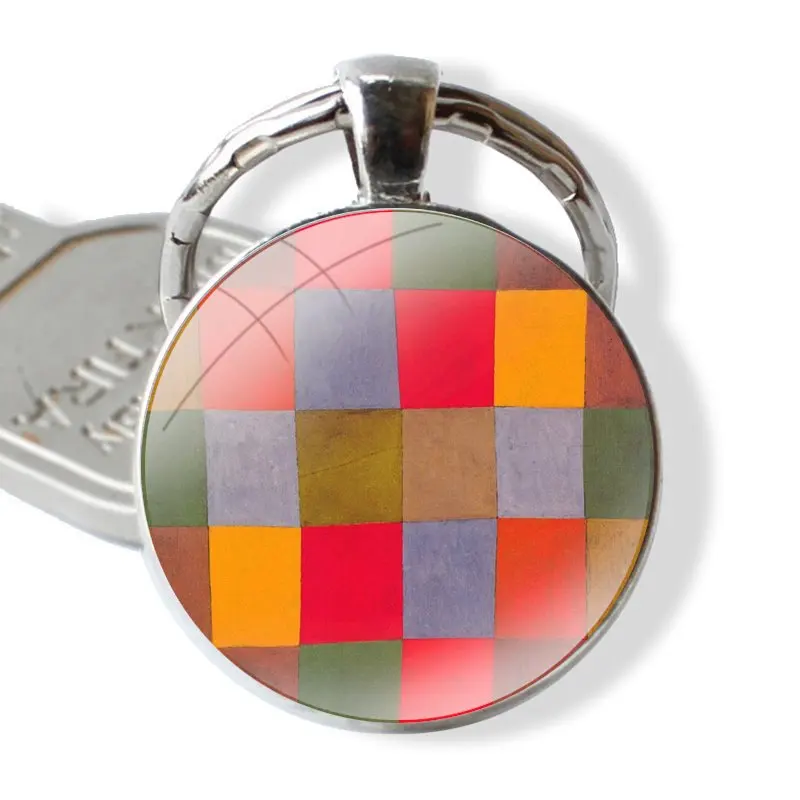 Paul Klee Keychain Handmade Glass Cabochon Key Ring Holder Pendant Key Chains