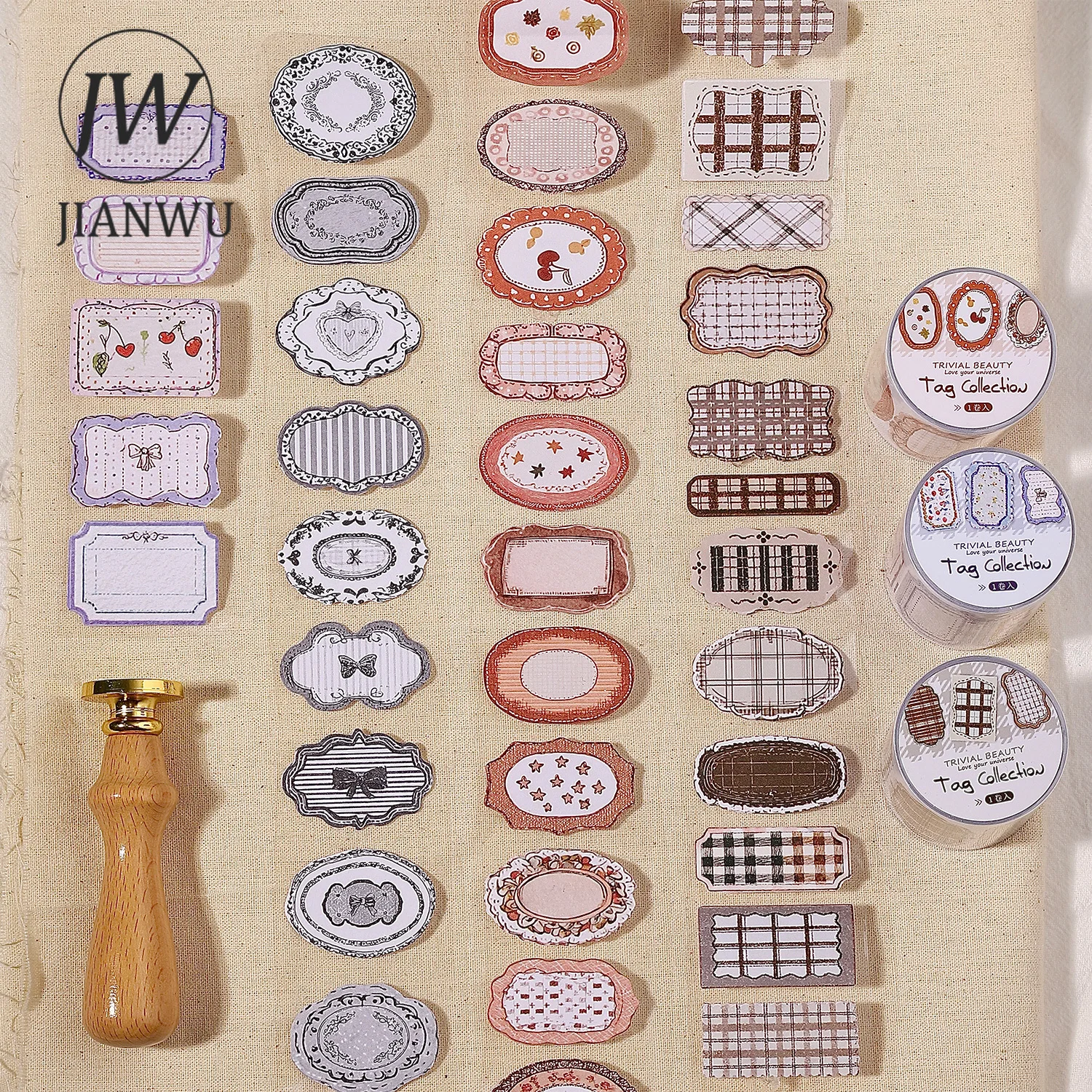 JIANWU Tag Collection Series Vintage Baroque Lace Border Label Landscape Material Collage Tape Creative DIY Journal Stationery