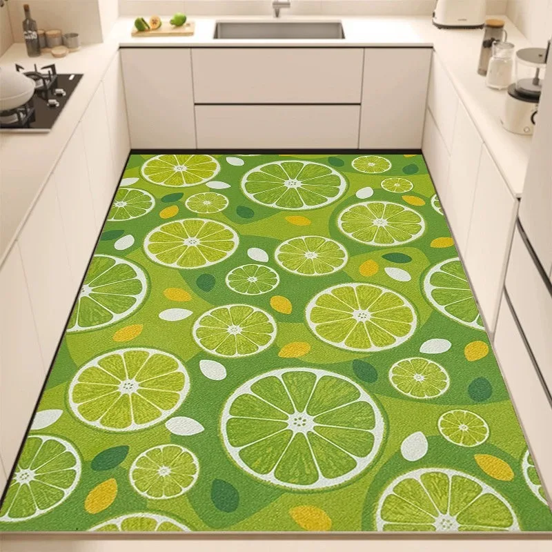 

Lime Slices Painting PVC Leather Rug Waterproof Oil-proof Stain-resistant Kitchen Carpet Large Area Non-slip Floor Mats Tapis 러그