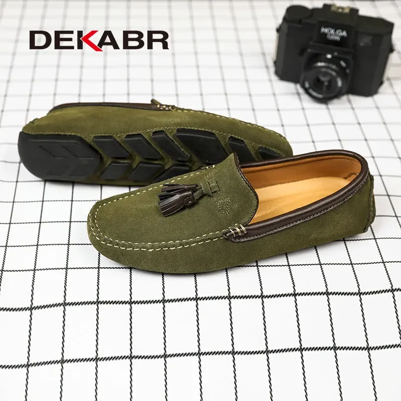 DEKABR Genuine Leather Men Shoes Spring Fashion Leather Men Loafers Flats New High Quality Casual Shoes For Men Driving Shoes