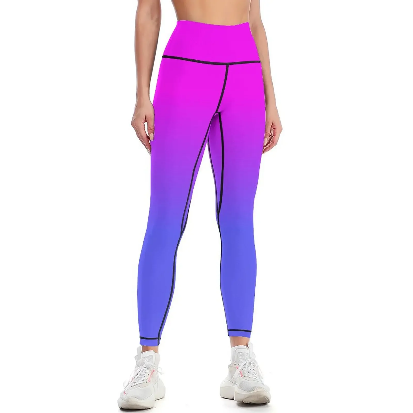 

Neon Blue and Hot Pink Ombré Shade Color Fade Leggings Women's sports pants gym top Womens Leggings