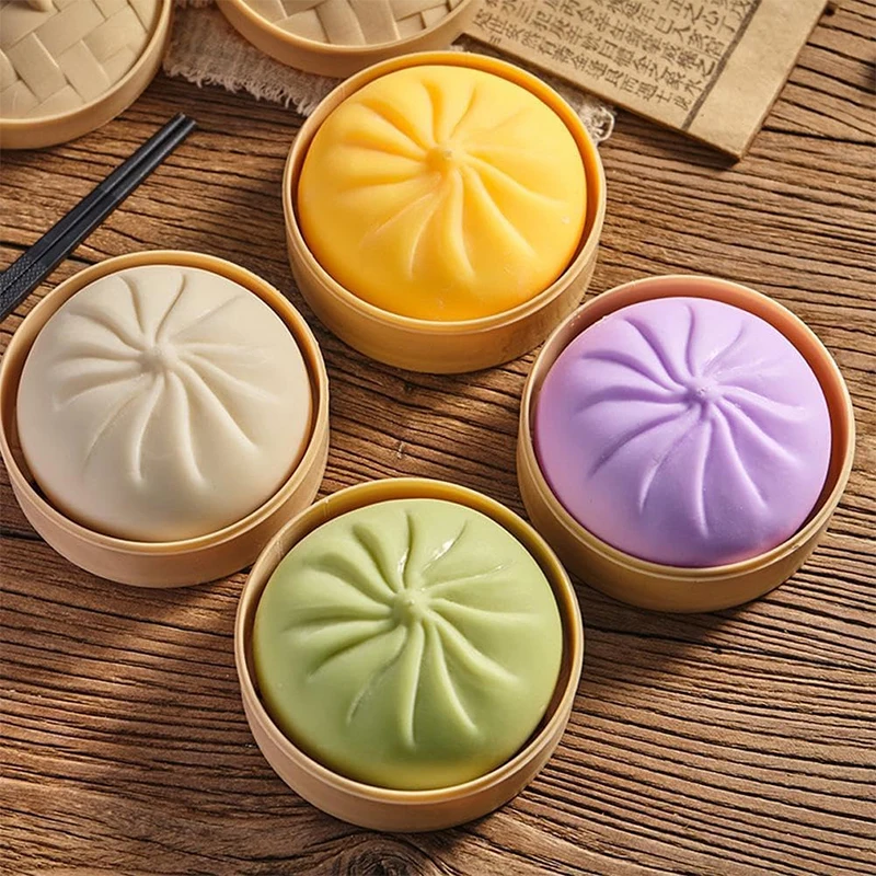 1 Stück/Set Simuliertes Knödel-Dampfbrötchen Quetschspielzeug Weiches Stressabbau-Fidget-Spielzeug Angstlösendes Entspannungs-Teigspielzeug