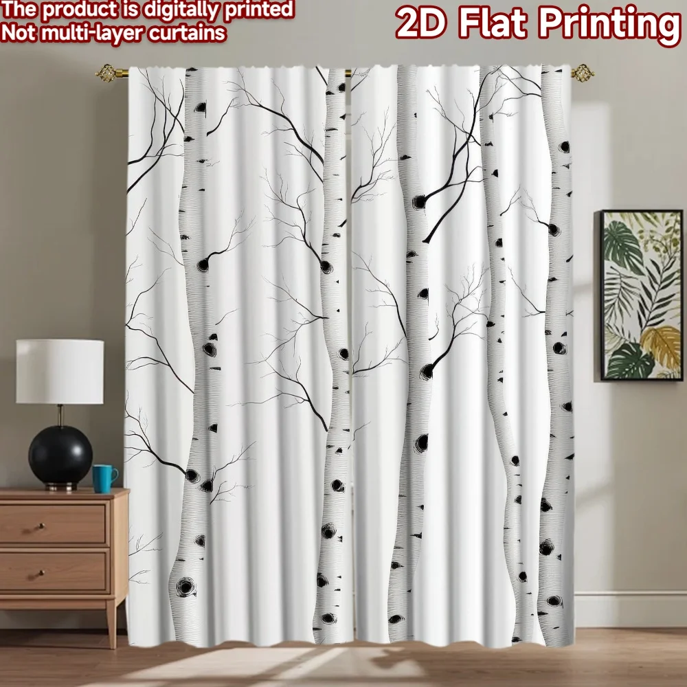 

1pc 2D flat Photography Backdrop Popular Tapestry Black and White Birches 100% Polyester Birthday Party Perfect for Indoor