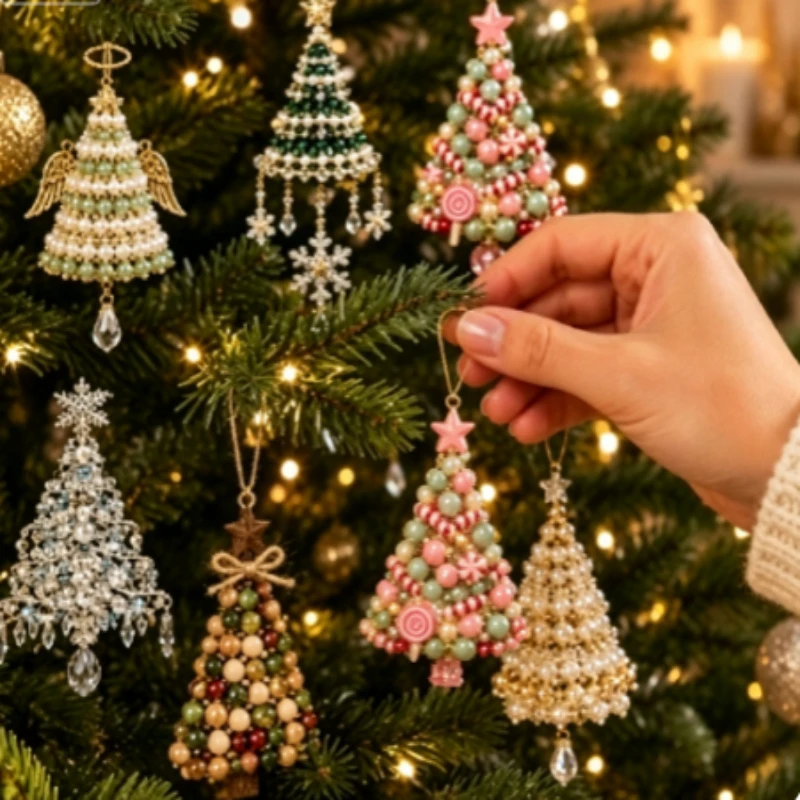 DIY Christmas Tree Beaded Ornament Kit – Handmade Bead Decoration Craft Set for Holiday Tree