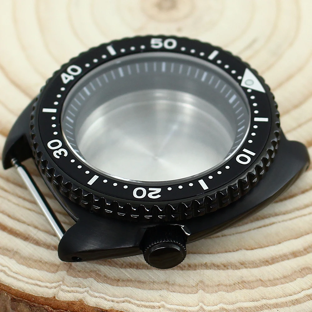 45mm Diving pvd Black watch case Sapphire Glass For Tuna SKX 6105 NH35 NH36 NH34 Movt Mod Abalone Watch Accessories 28.5mm dial