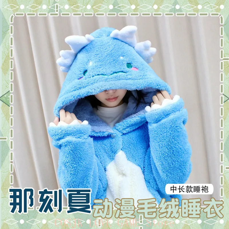 

Комплект для косплея: плюшевая пижама с капюшоном и брюками в стиле аниме Honkai: Star Rail — теплая зимняя ночная рубашка с капюшоном и мультяшным дизайном.