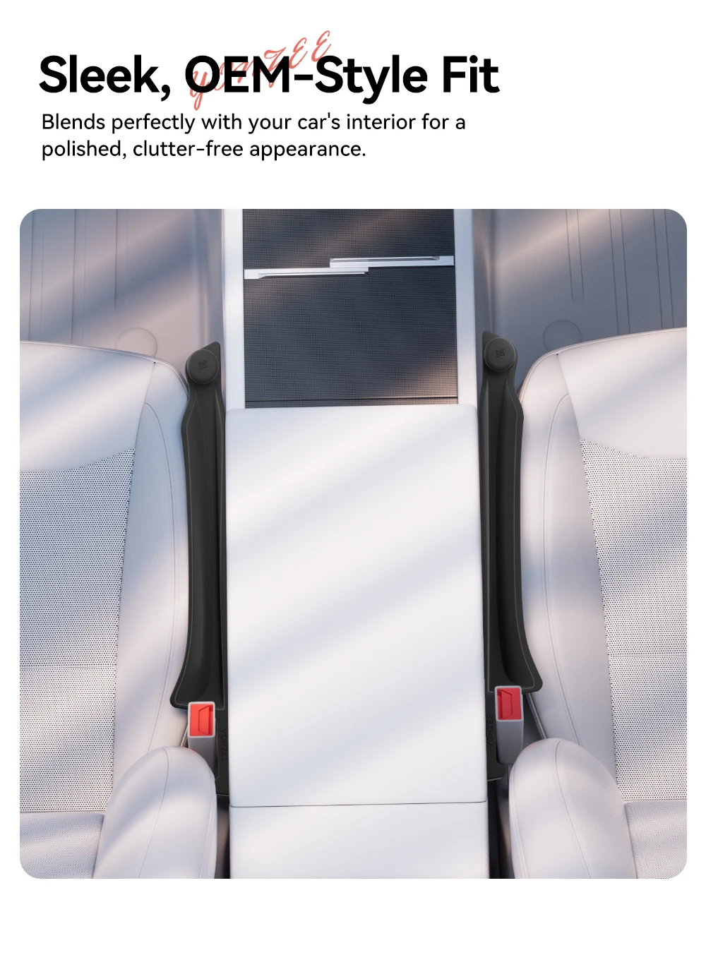 YZ für Tesla Model 3/Y/YL/X/S, Silikon-Sitzspaltfüller mit Wolfram-Notfallhammer, verhindert Herunterfallen, einfacher Griff, Fensterbrecher – Detail 6