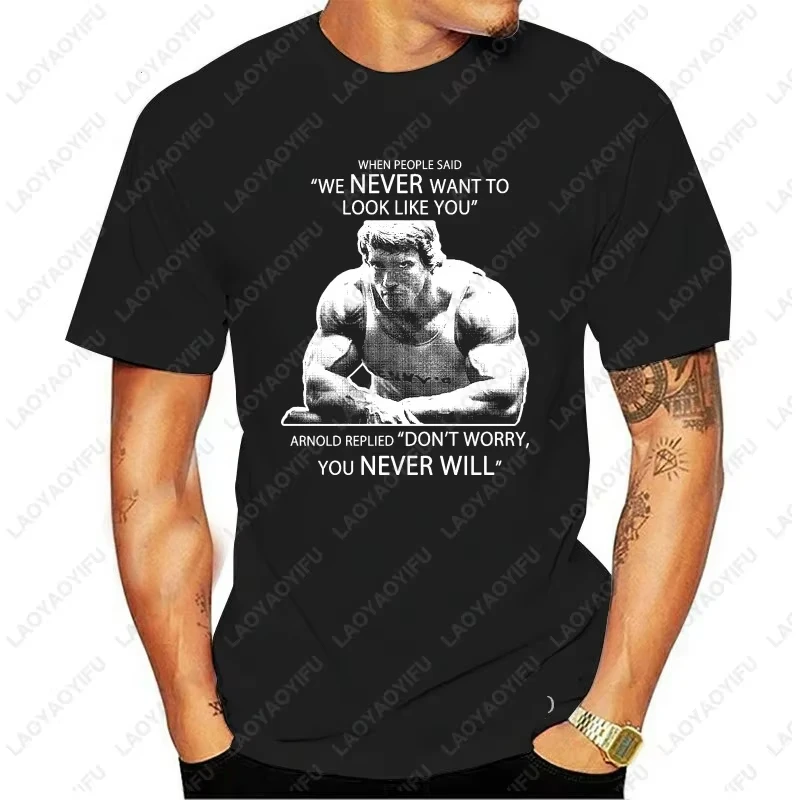 

Arnold Schwarzenegger Mr Olympia Mens Tshirt Balck White Fashion O-neck T Shirt Fashion Short Sleeve Man Tee-shirt Male Tees