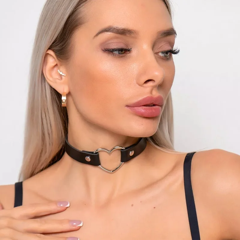 arnes mujer arnes mujer de cintura lenceria sexis para mujer body lencería Collares de cuero Punk para mujer, Gargantilla Sexy con cuello redondo a la moda, corazón, Harajuku, Bondage gótico, accesorios para el cuello