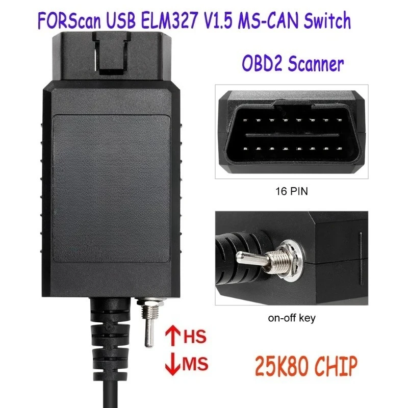 Per ELM327 HS CAN /MS CAN Brush Funzione nascosta Rilevamento guasti Ford/OBD2