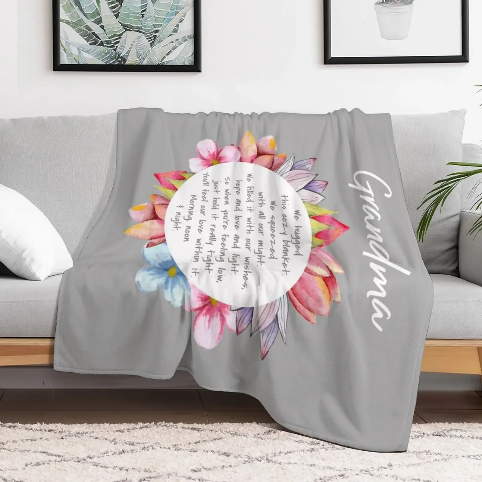 

Grandma Blanket, We Hugged This Gift for Grandma, Gift from Grandchildren Throw Blanket For Sofa Thin Loose Blankets