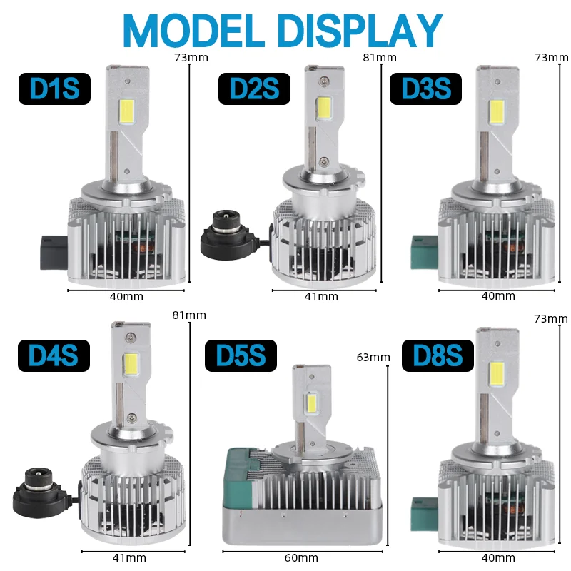 DAWNKNIGHT D1S D2S D3S LED Headlights Replacement Original HID 55W D1S D4S D5S D8S LED Plug and Play 6500K 12V