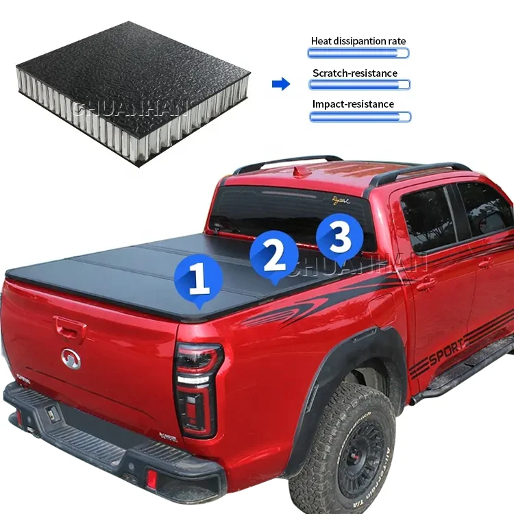 

Aluminum Hilux Revo Hard Tri-Fold Tonneau Cover for Truck Bed Great for Tacoma GWMC Steed 5 Great Wall POER Cannon Pao