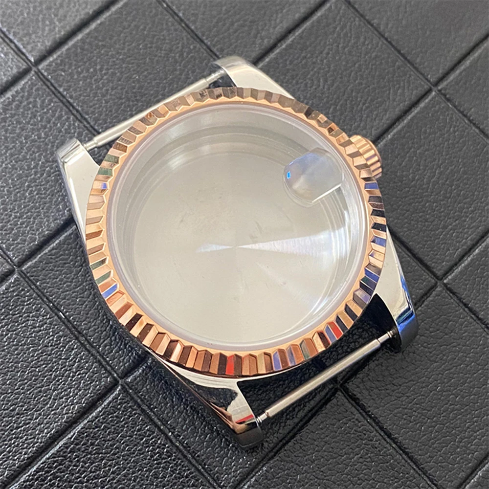 39mm Oyster-style Perpetual Case Flat Incline/ Fluted Bezel Steel Shell Sapphire Glass Magnifier For NH35/ NH36/ 4R Movement