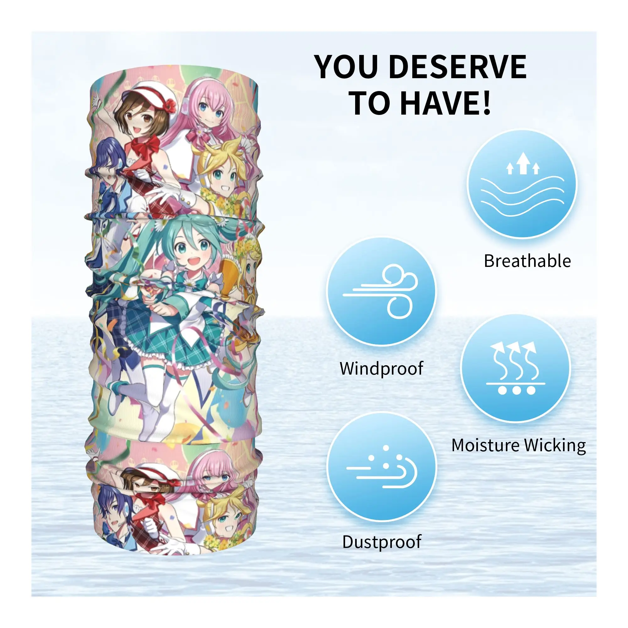 애니메이션 하츠네 미쿠 겨울 헤드밴드 넥 워머 남녀공용 스키 캠핑 튜브 스카프 페이스 밴다나 게이터