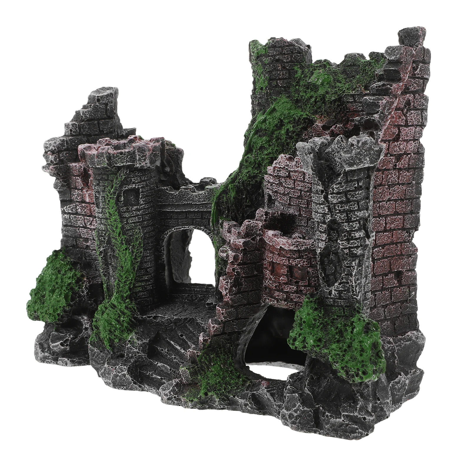 

Fish Tank Castle Decoration Resin Aquarium Ornament Underwater Ruins Cave Structure Hideout House Shrimp Turtle Fish Shelter
